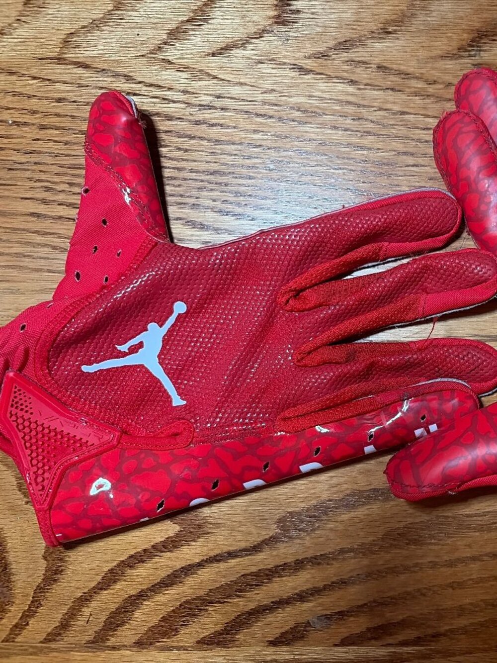 Nike Air Jordan Fly Lock Football Gloves - Red Elephant Print (Pre-Owned)